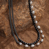 Divine Endurance - Matte Onyx Mantra Pearl Necklace
