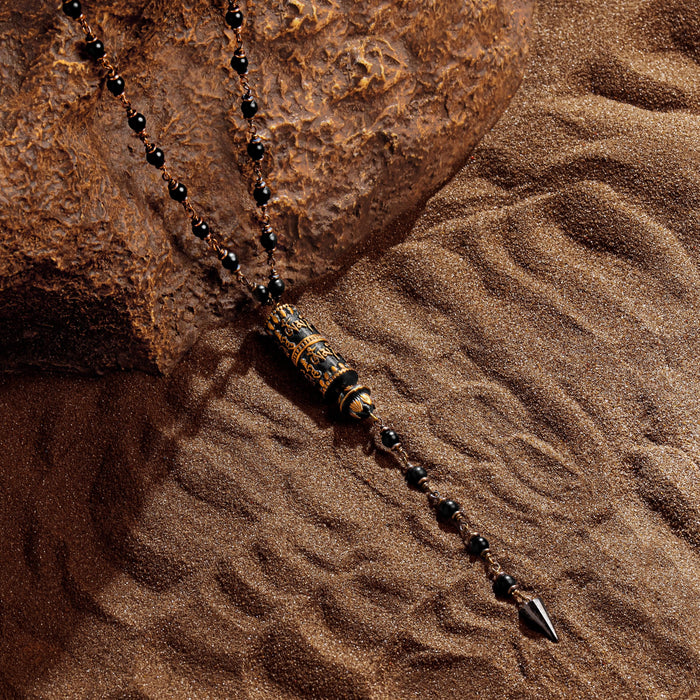 Divine Master - Lotus Mantra Onyx Pendant Necklace