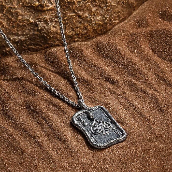 Manifest & Achieve - Ace Spade Card Silver Necklace