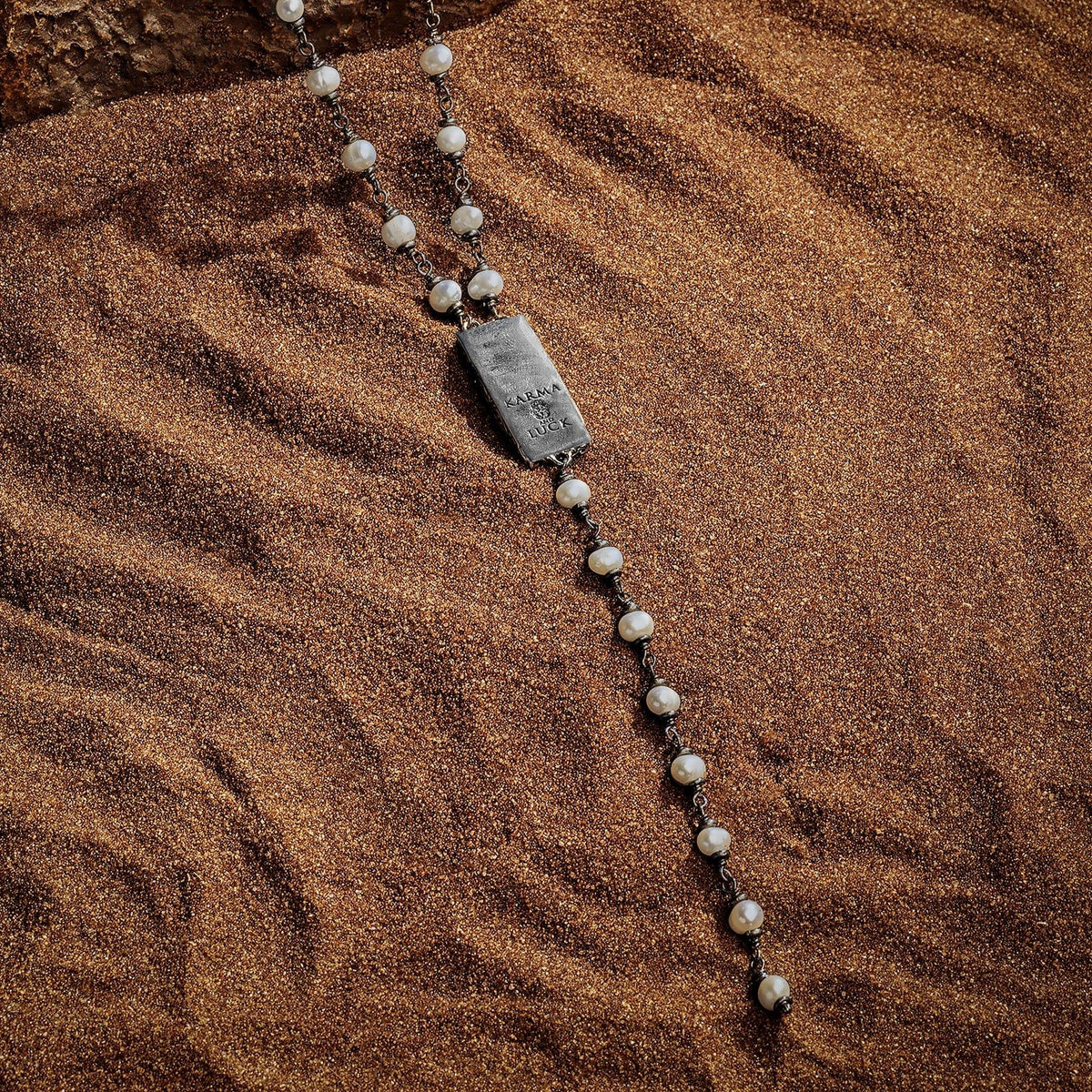 Karma and Luck  Necklaces - Mens  -  Spiritual Strength- Rosary Pearl Necklace
