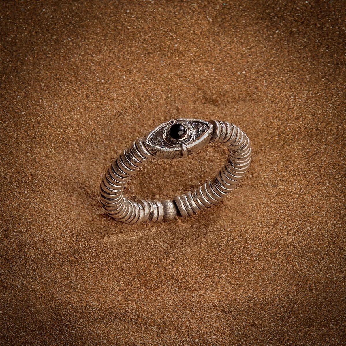 Karma and Luck  Men Ring  -  Invisible Armor - Heishi Evil Eye Onyx Ring
