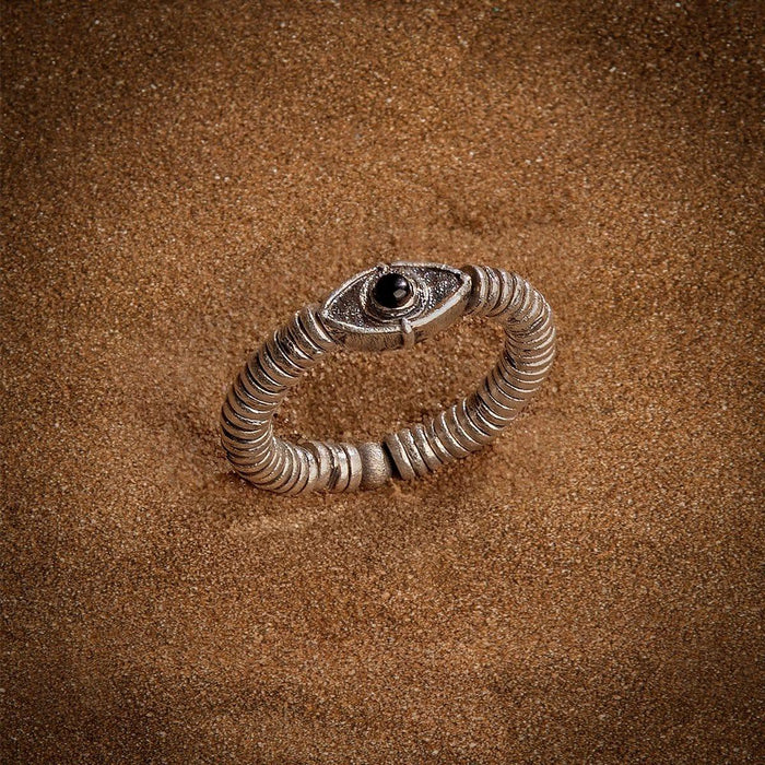 Karma and Luck  Men Ring  -  Invisible Armor - Heishi Evil Eye Onyx Ring