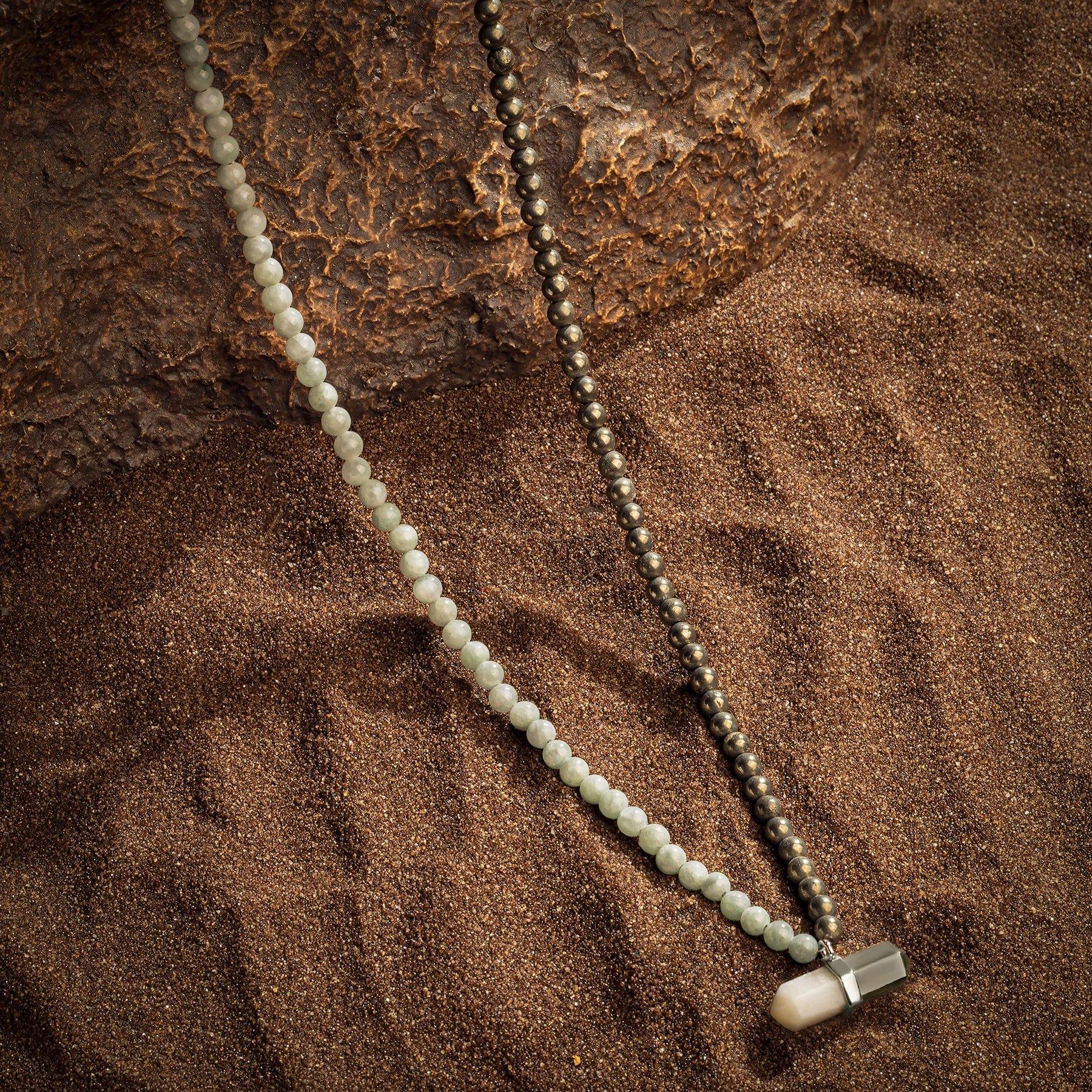 Karma and Luck  Necklaces - Mens  -  Energetic Personality - Jade Pyrite Evil Eye Pointer Necklace
