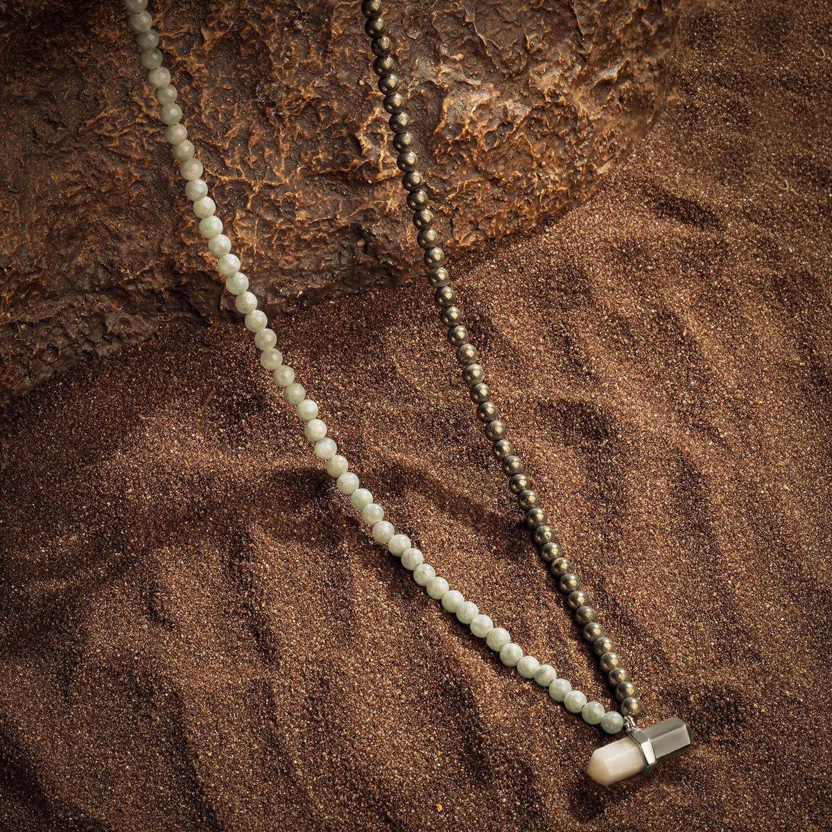 Karma and Luck  Necklaces - Mens  -  Energetic Personality - Jade Pyrite Evil Eye Pointer Necklace