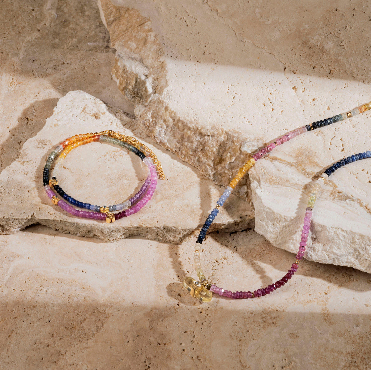 Karma and Luck  Necklaces - Womens  -  Divine Intervention - Evil Eye Multi Stone Pointer Necklace