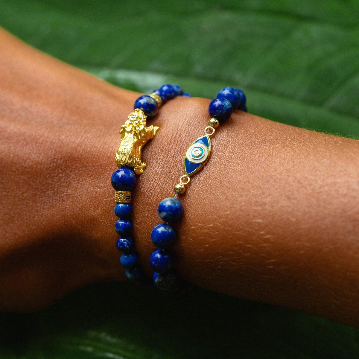 Karma and Luck  Bracelets - Womens  -  Wise Glance Lapis Evil Eye Charm Bracelet