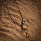 Clarity & Grounding - Agarwood Jade Onyx Black Cord Necklace