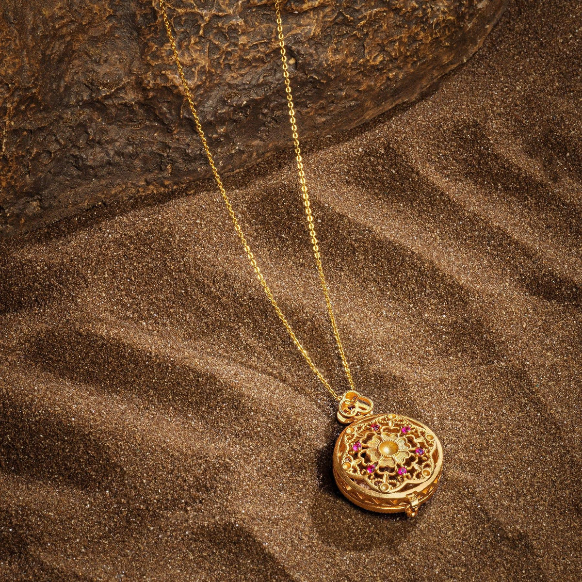 Karma and Luck  Necklaces - Mens  -  Gold Plate Aloes Agarwood Nine Tailed Fox aloe Pendant