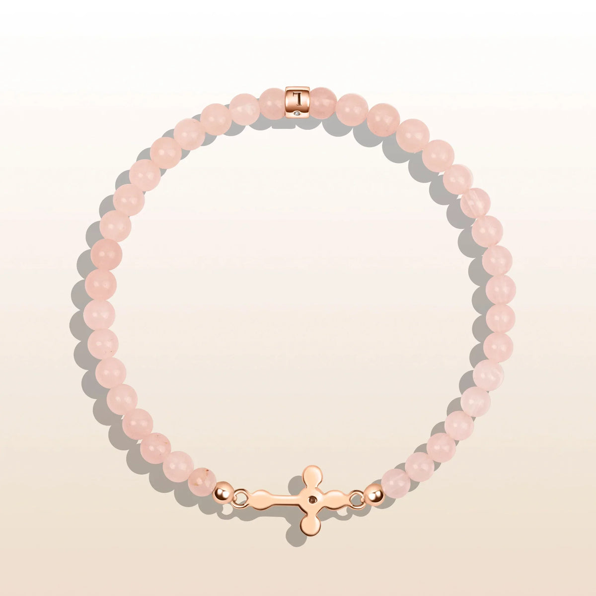 Loyal Support Rose Quartz Diamond Cross Bracelet