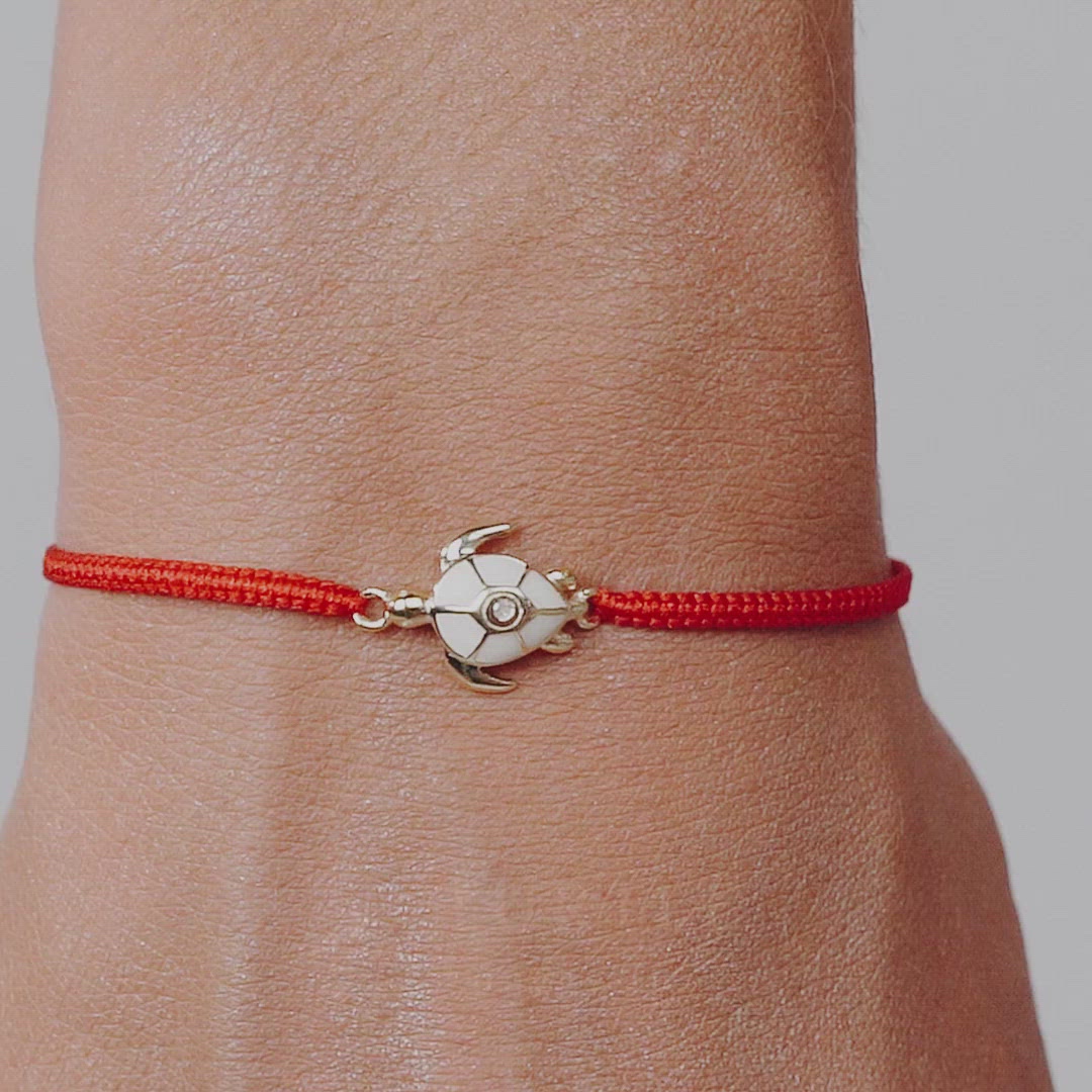 Red String Turtle Charm Bracelet - red string of fate bracelet -  Karma and luck - Patience Love 