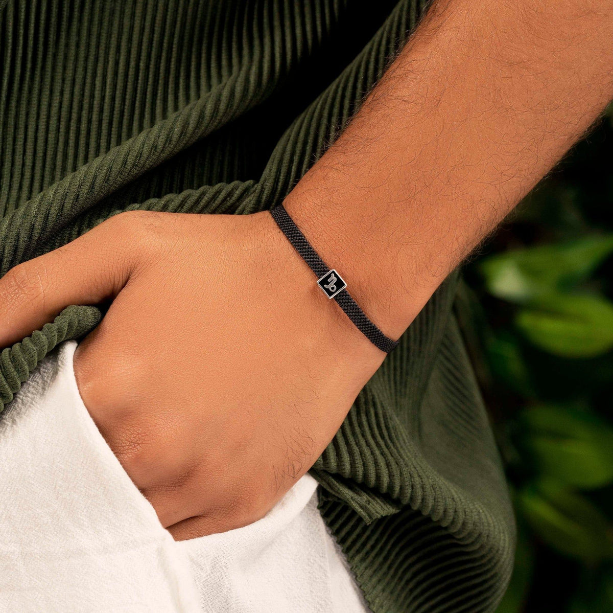 Karma and Luck  Bracelets - Mens  -  Wise & Practical - Black String Capricorn Zodiac Bracelet