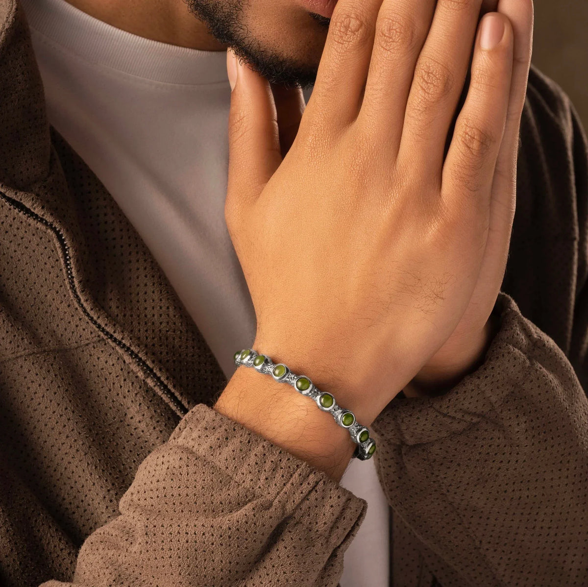 Path of Prosperity - Olive Jade Men’s Cuff
