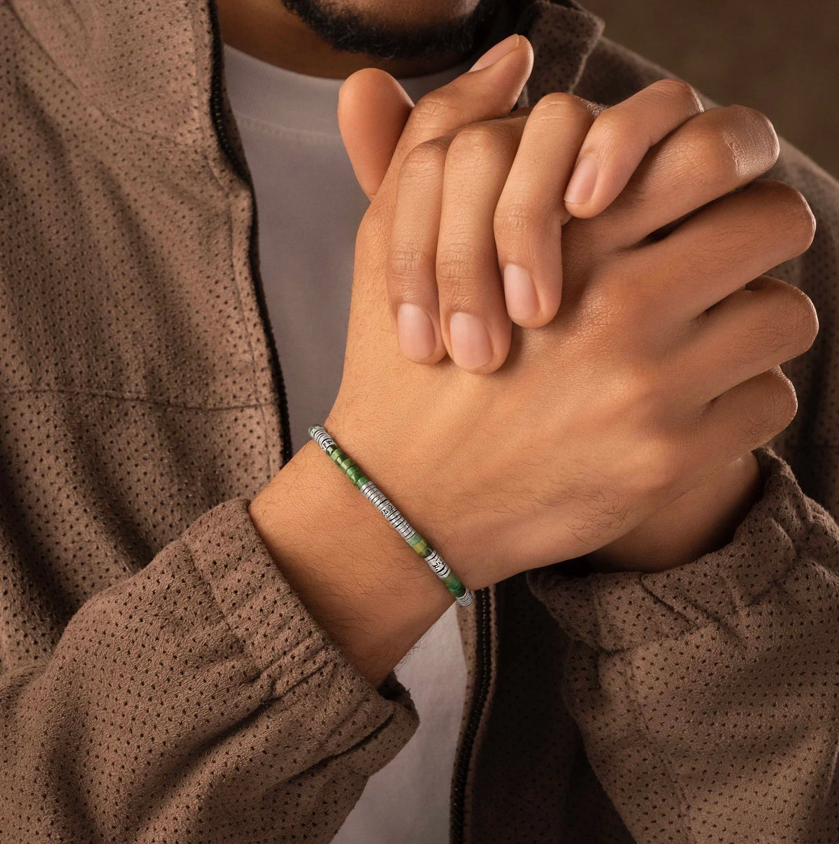 Quiet Strength Jade Heishi Mantra Bracelet