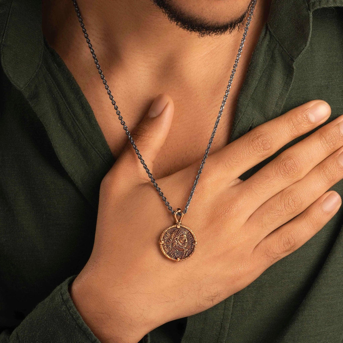 Sacred Service - Onyx Augustus Caesar Coin Necklace