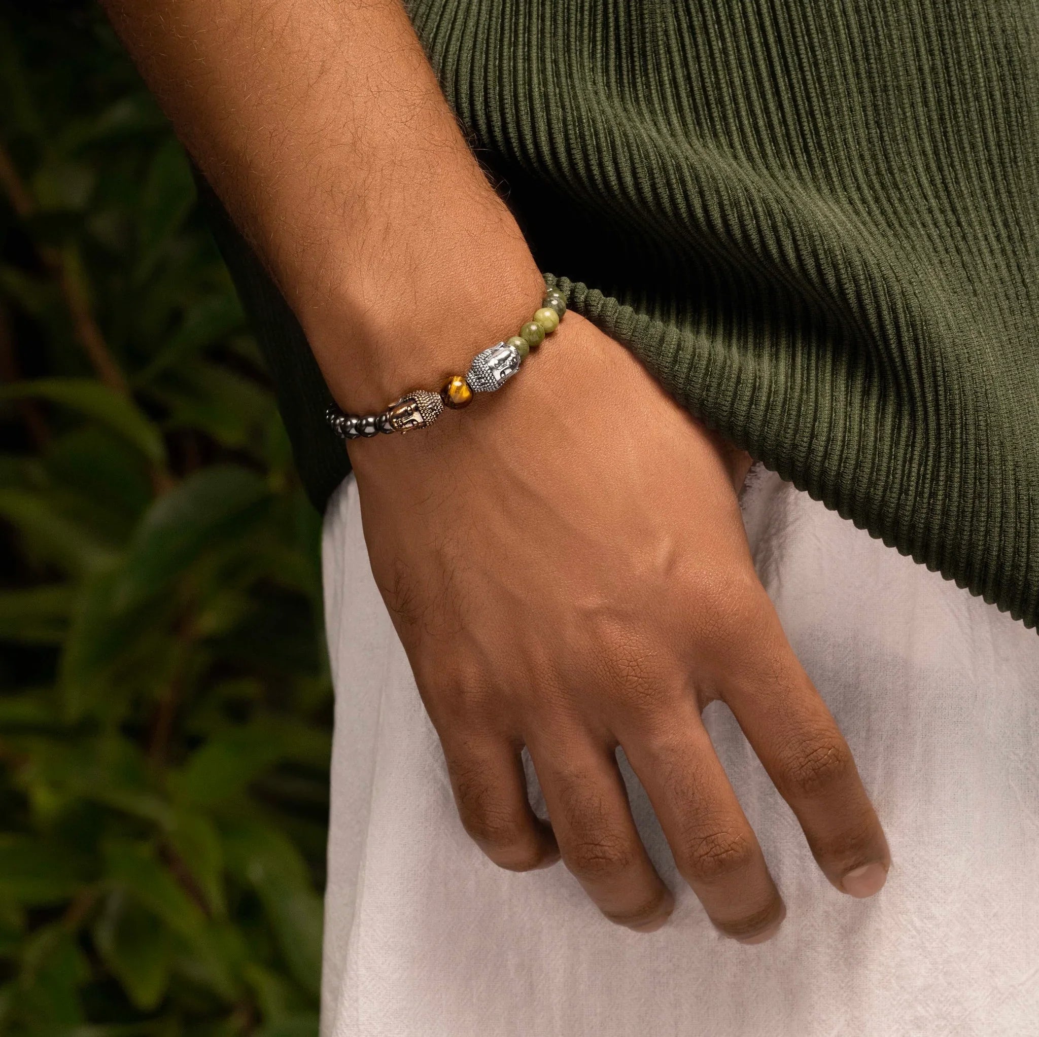Serene Existence Jade Hematite Buddha Bracelet