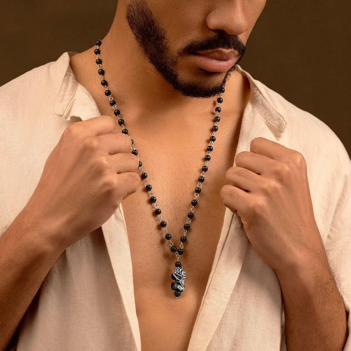 Earthy Strength - Matte Onyx Dragon Charm Necklace