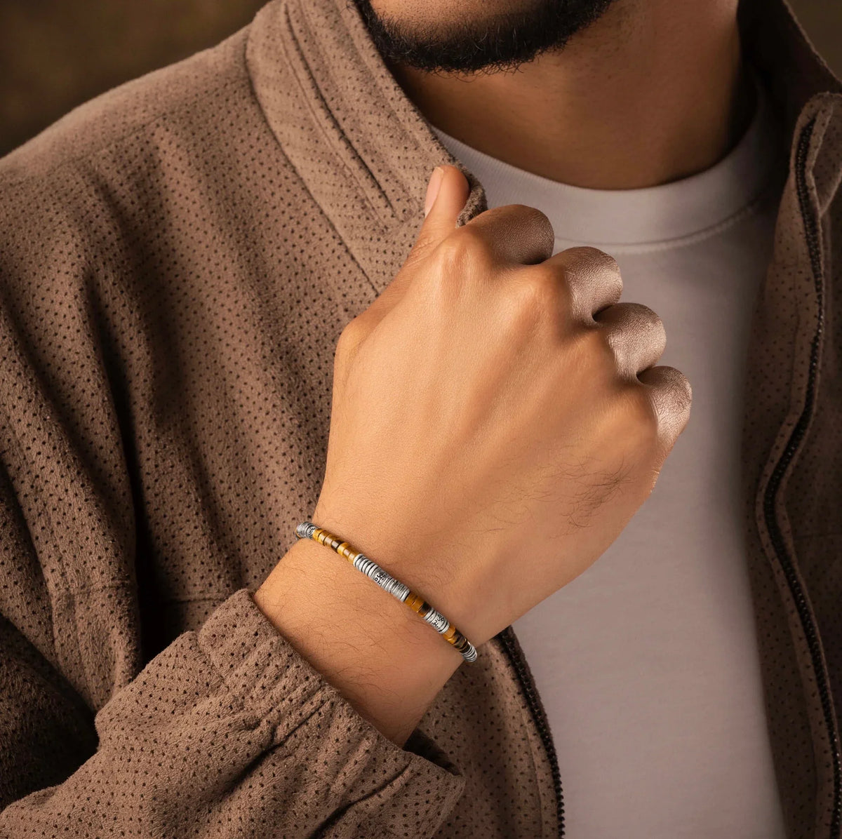 Spiritual Victory Tiger's Eye Heishi Mantra Bracelet