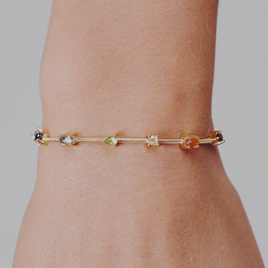 Careful Alignment - Gold Plated 7 Stones Chakra Bracelet