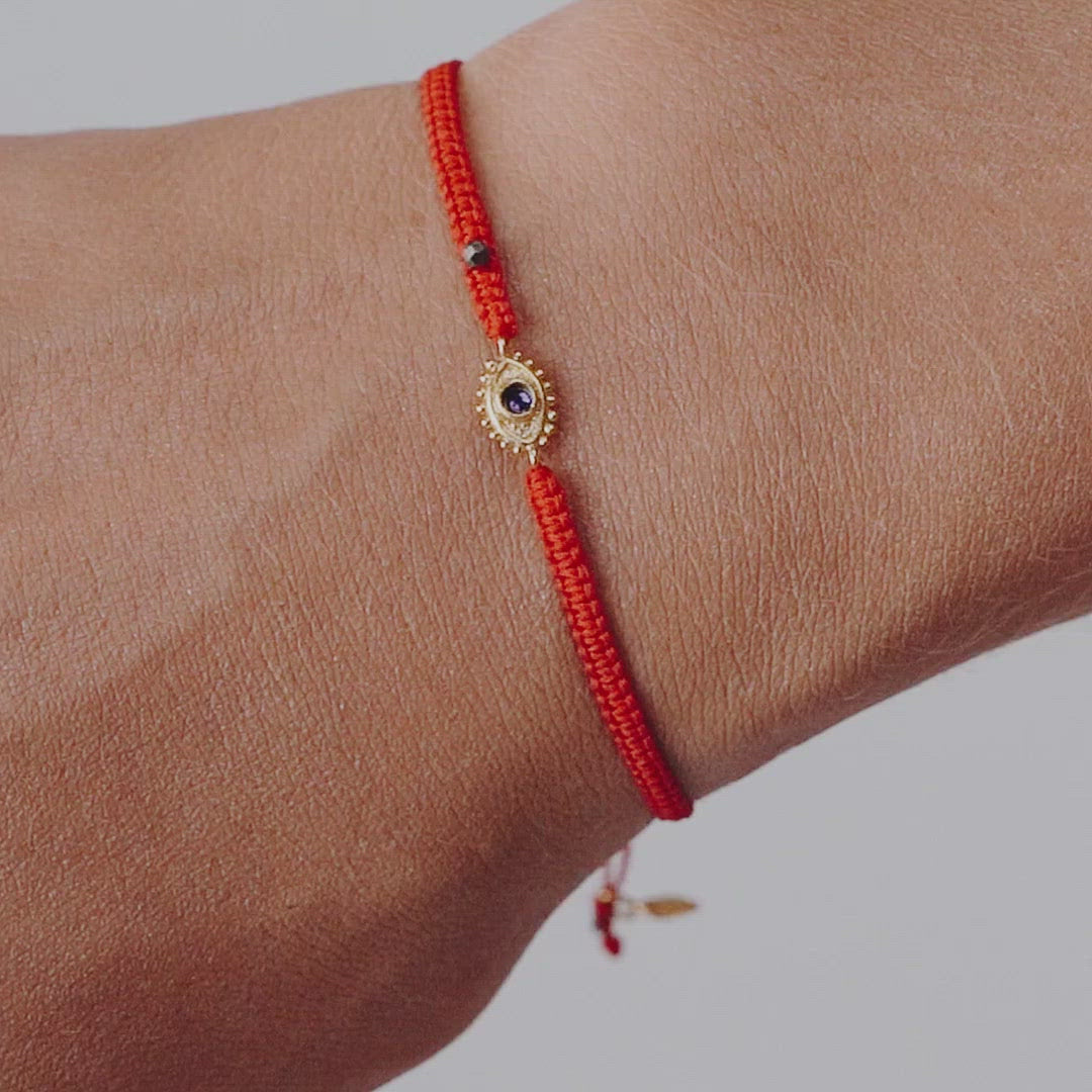 Red String Evil Eye Amethyst Bracelet - red string of fate bracelet - karma and luck - Ultimate Safeguard 