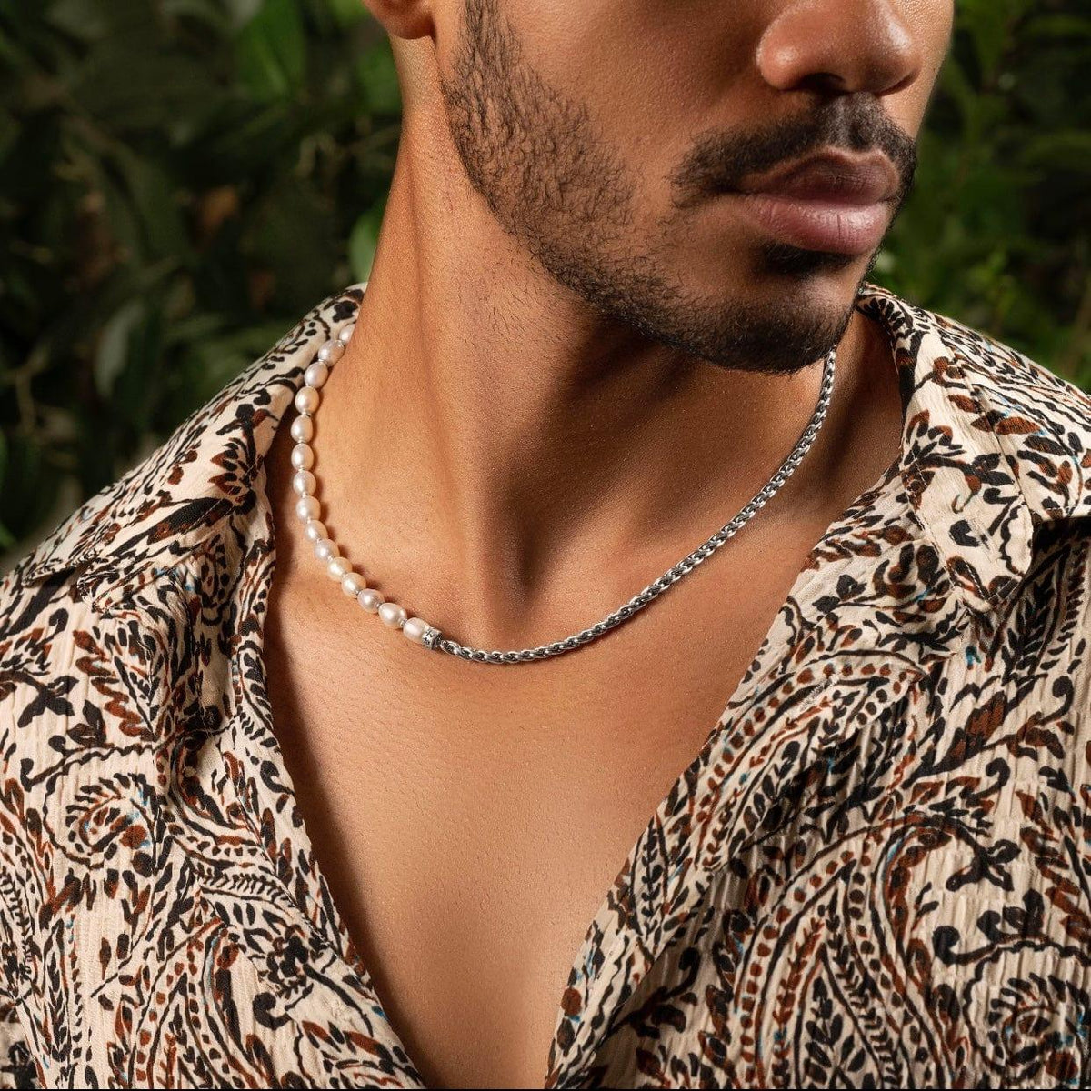 Karma and Luck  Necklaces - Mens  -  Endless Wisdom - White Pearl Mantra Necklace