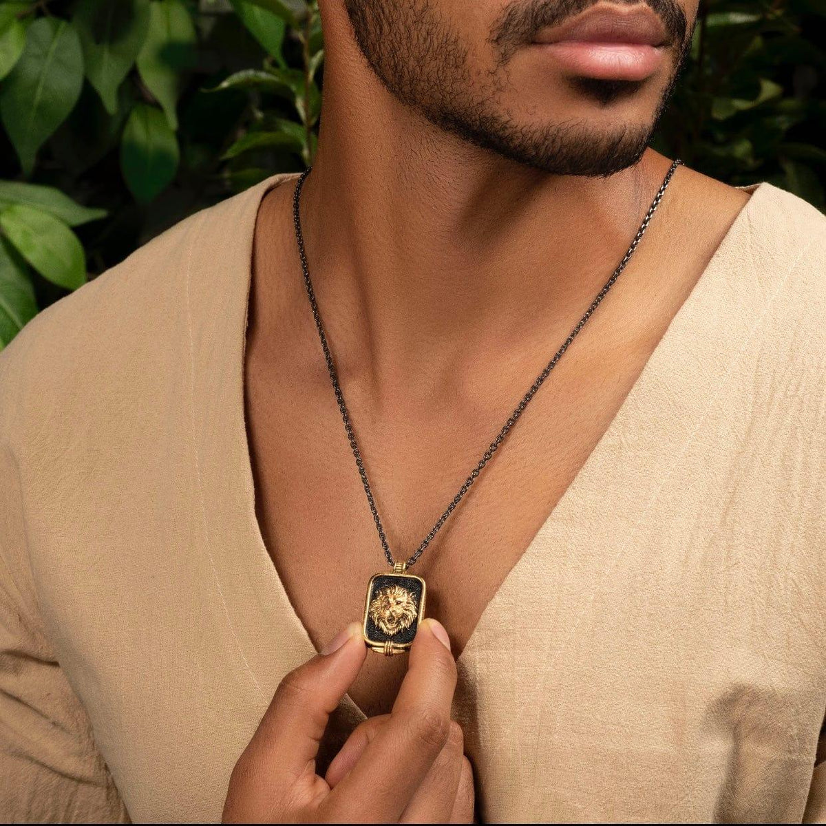 Karma and Luck  Necklaces - Mens  -  Ultimate Power - Lion Box Pendant Necklace