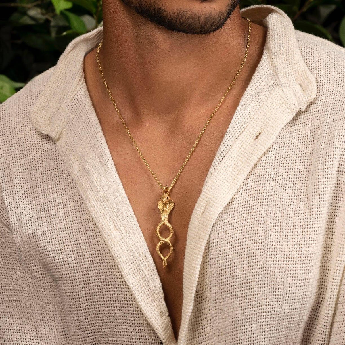 Karma and Luck  Necklaces - Mens  -  Empowering Protection - Cobra Infinity Onyx Pendant Necklace