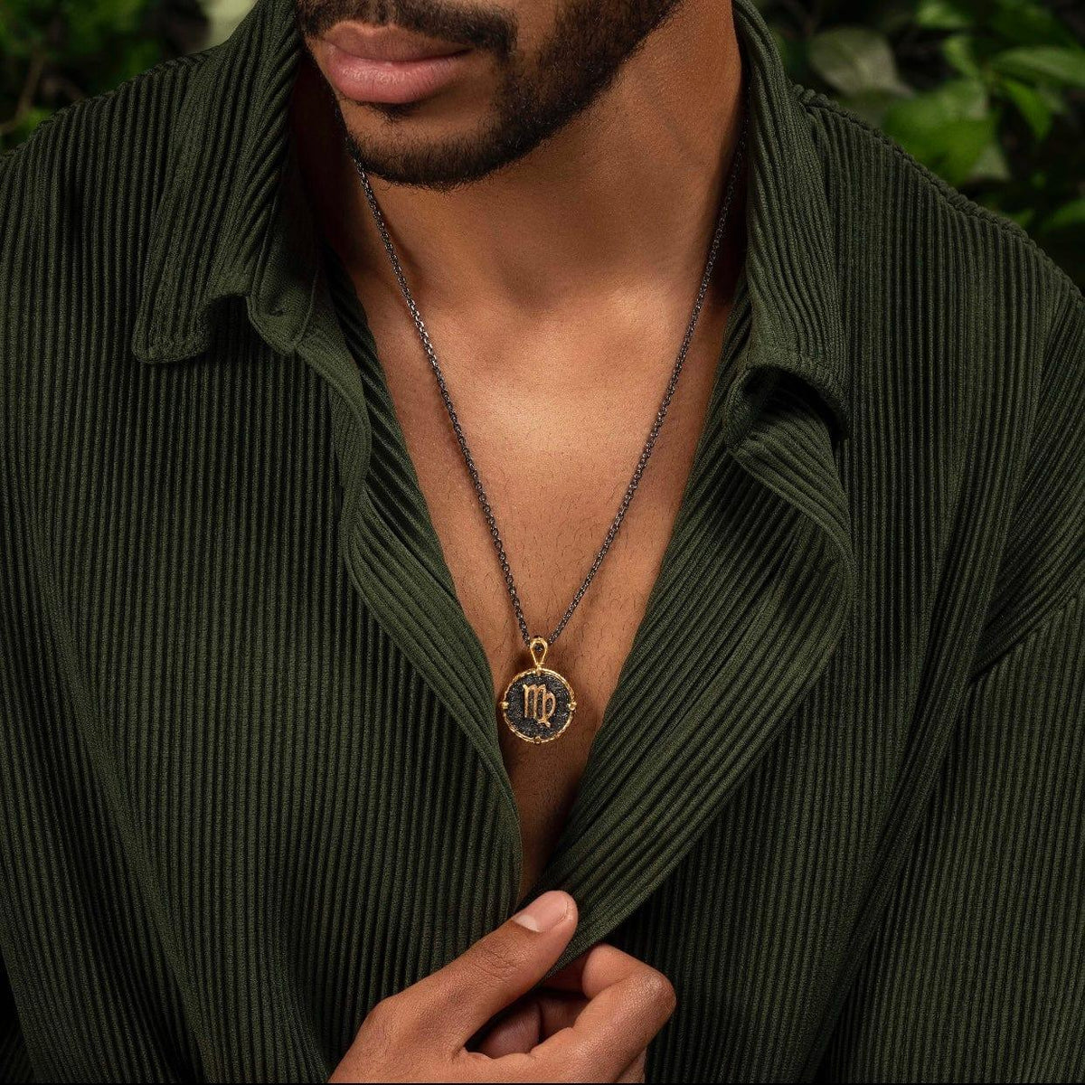 Karma and Luck  Necklaces - Mens  -  Kind Intellect - Virgo Zodiac Onyx Necklace