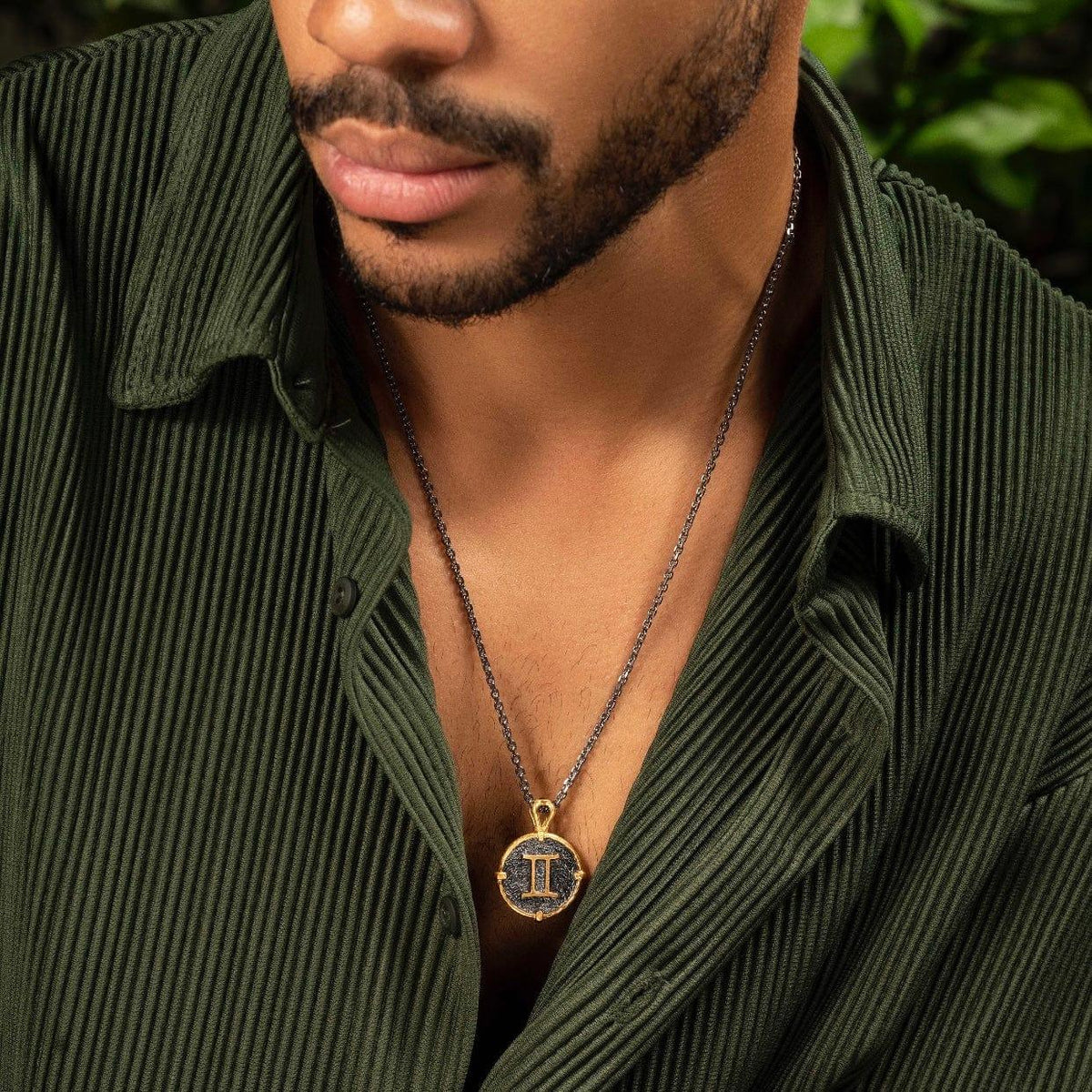 Karma and Luck  Necklaces - Mens  -  Amusing Charm - Gemini Zodiac Onyx Necklace