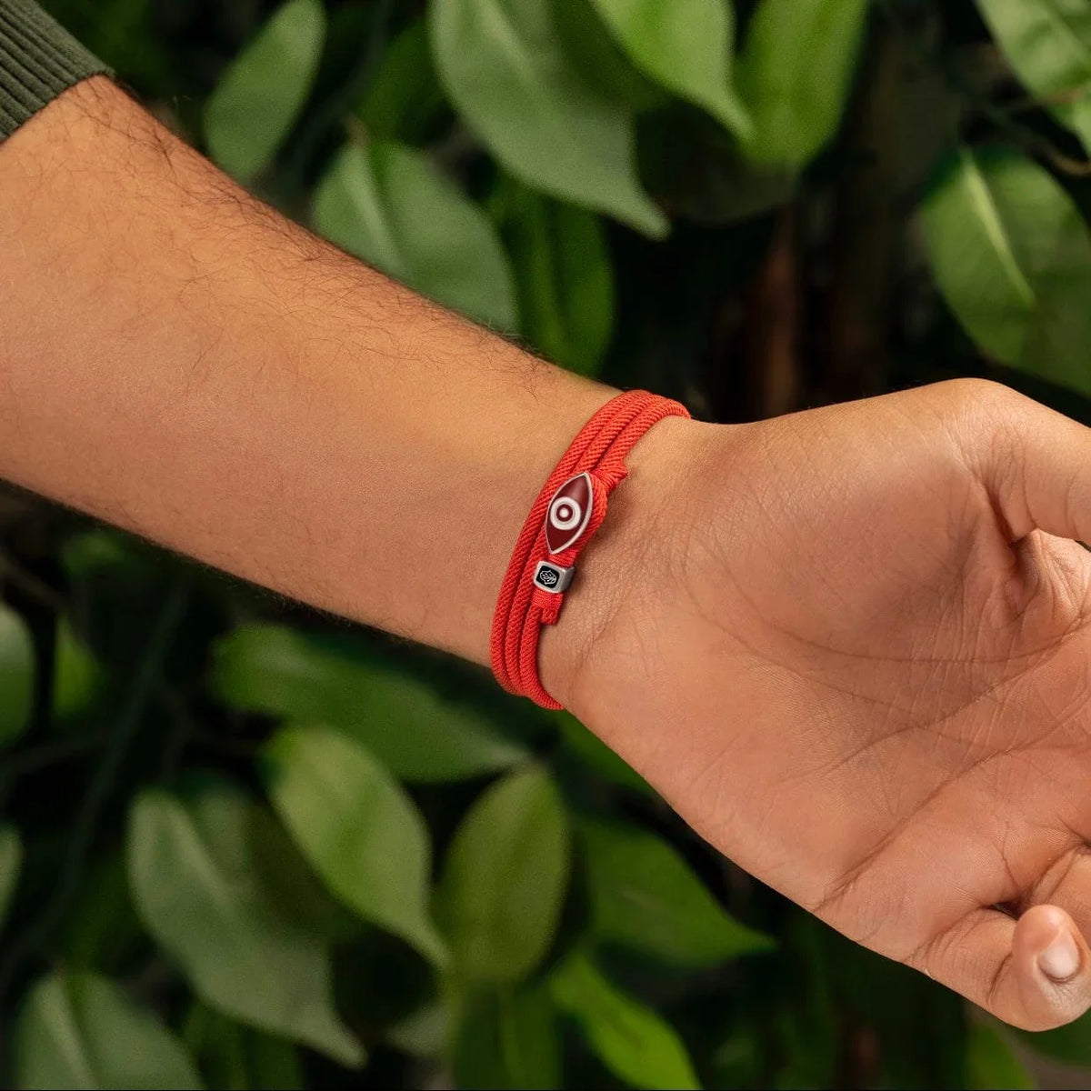 Karma and Luck  Bracelets - Mens  -  Protective Guidance - Red Enamel Evil Eye Wrap Bracelet