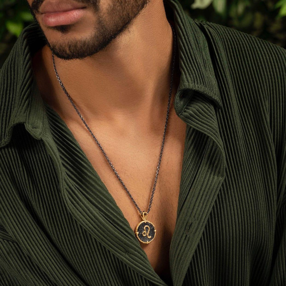 Karma and Luck  Necklaces - Mens  -  Generous Confidence - Leo Zodiac Onyx Necklace