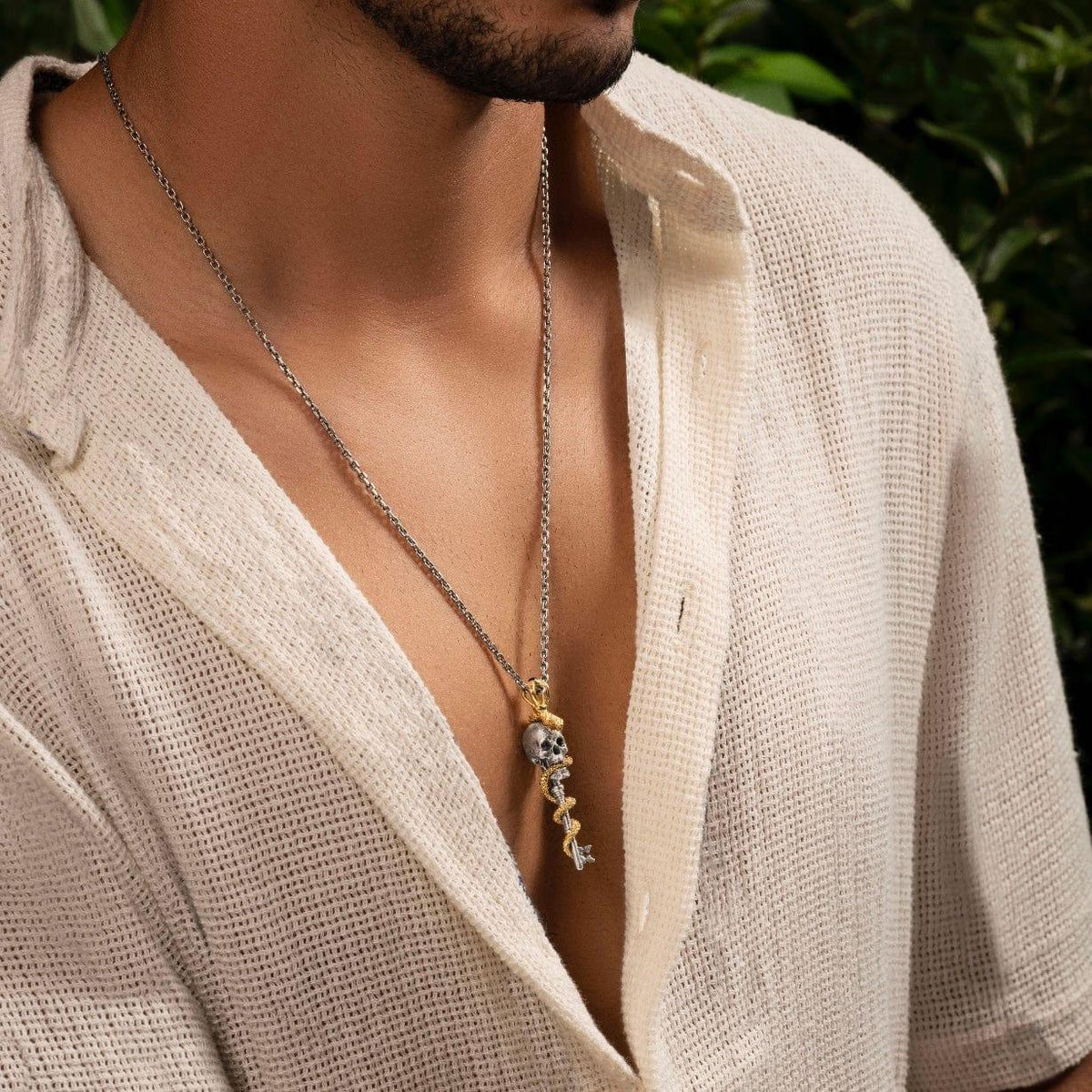 Karma and Luck  Necklaces - Mens  -  Powerful Guidance - Snake Skull Onyx Necklace