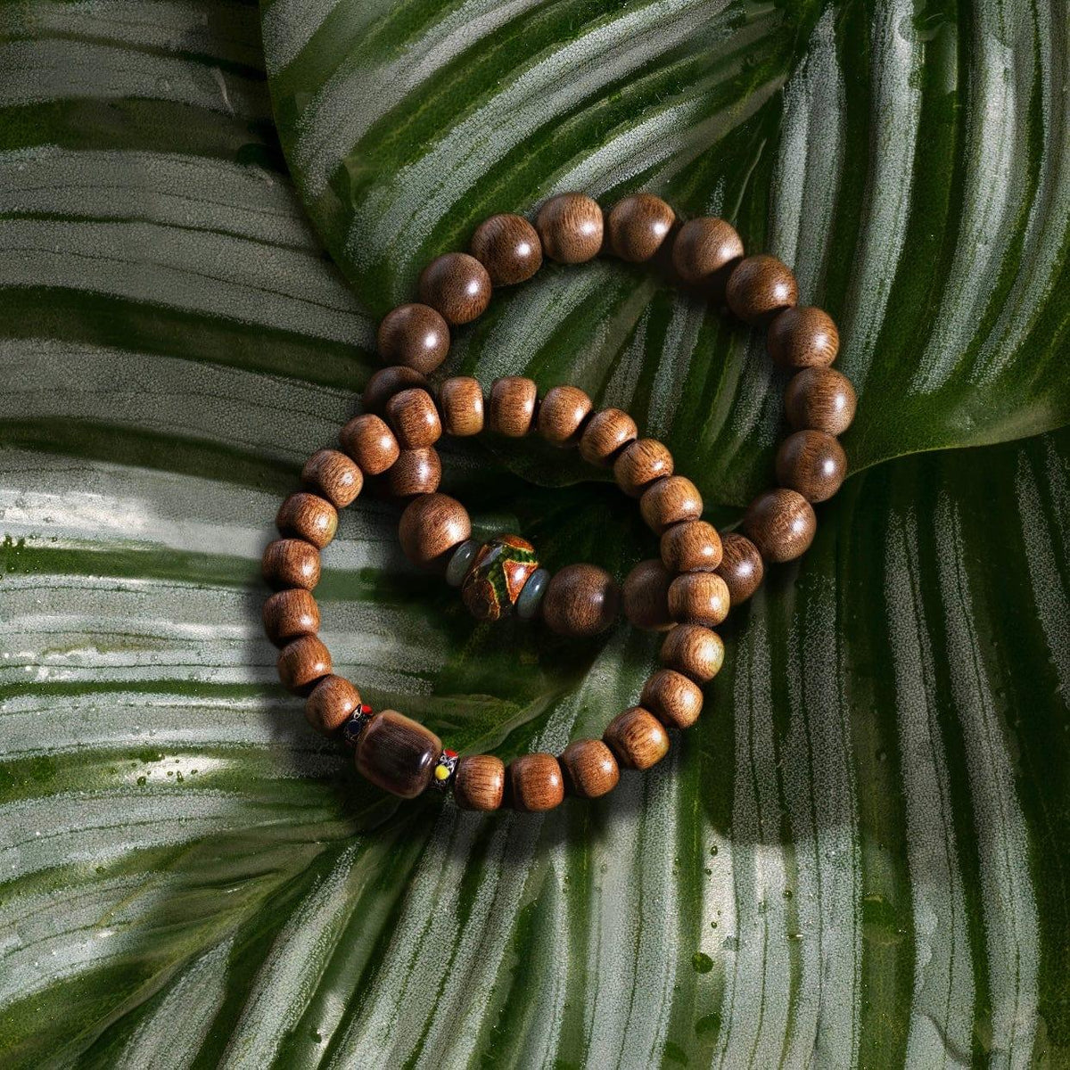 Karma and Luck  Bracelets - Mens  -  Enlightened State - Agarwood Jade Charm Bracelet