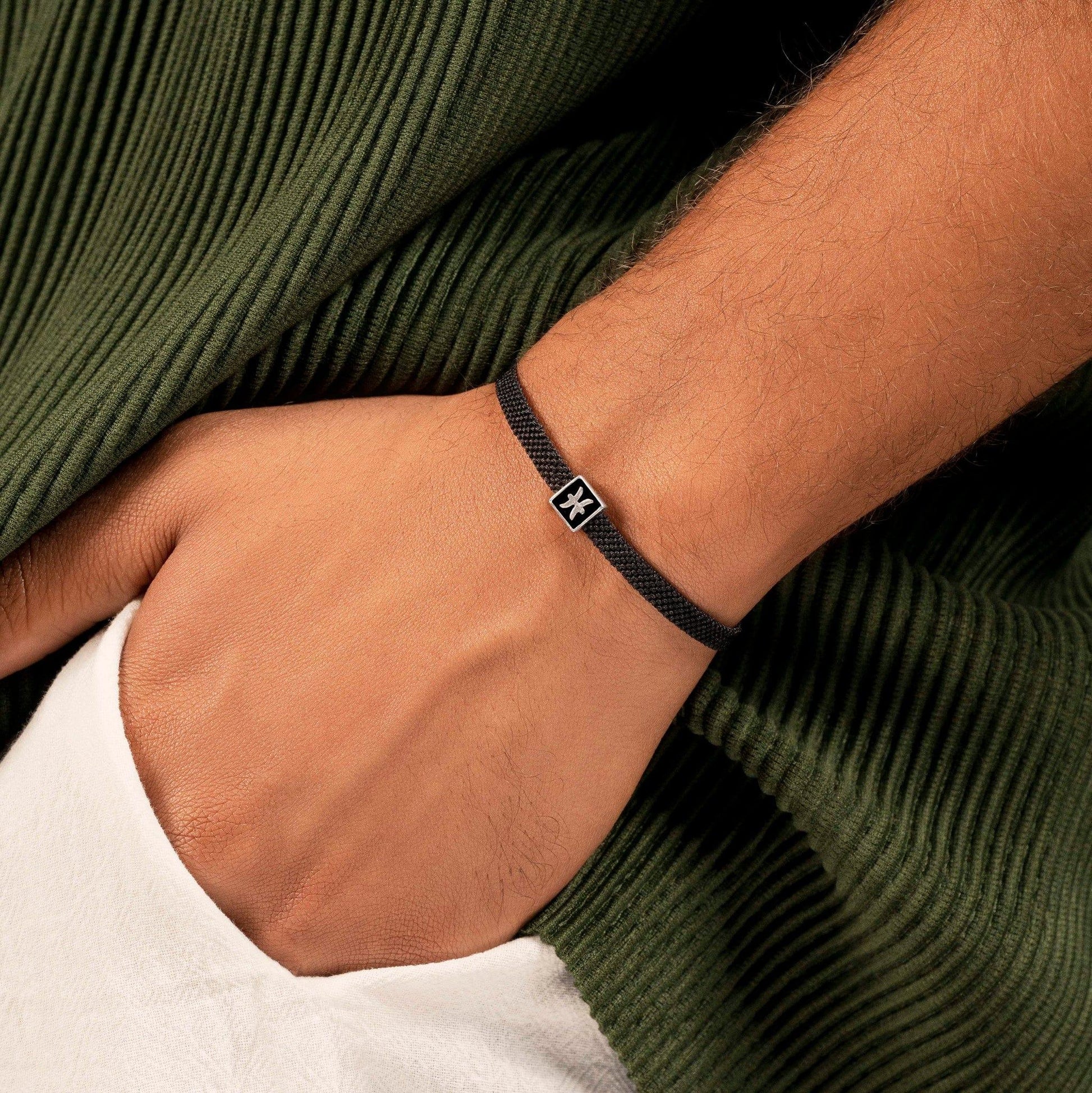 Karma and Luck  Bracelets - Mens  -  Compassionate & Spiritual - Black String Pisces Zodiac Bracelet