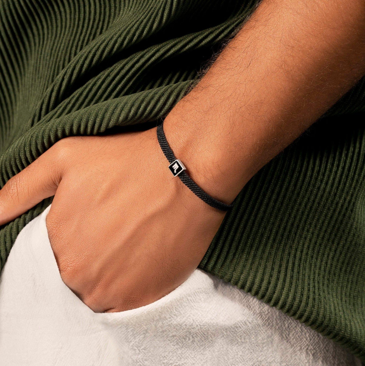 Karma and Luck  Bracelets - Mens  -  Fearless & Capable - Black String Scorpio Zodiac Bracelet